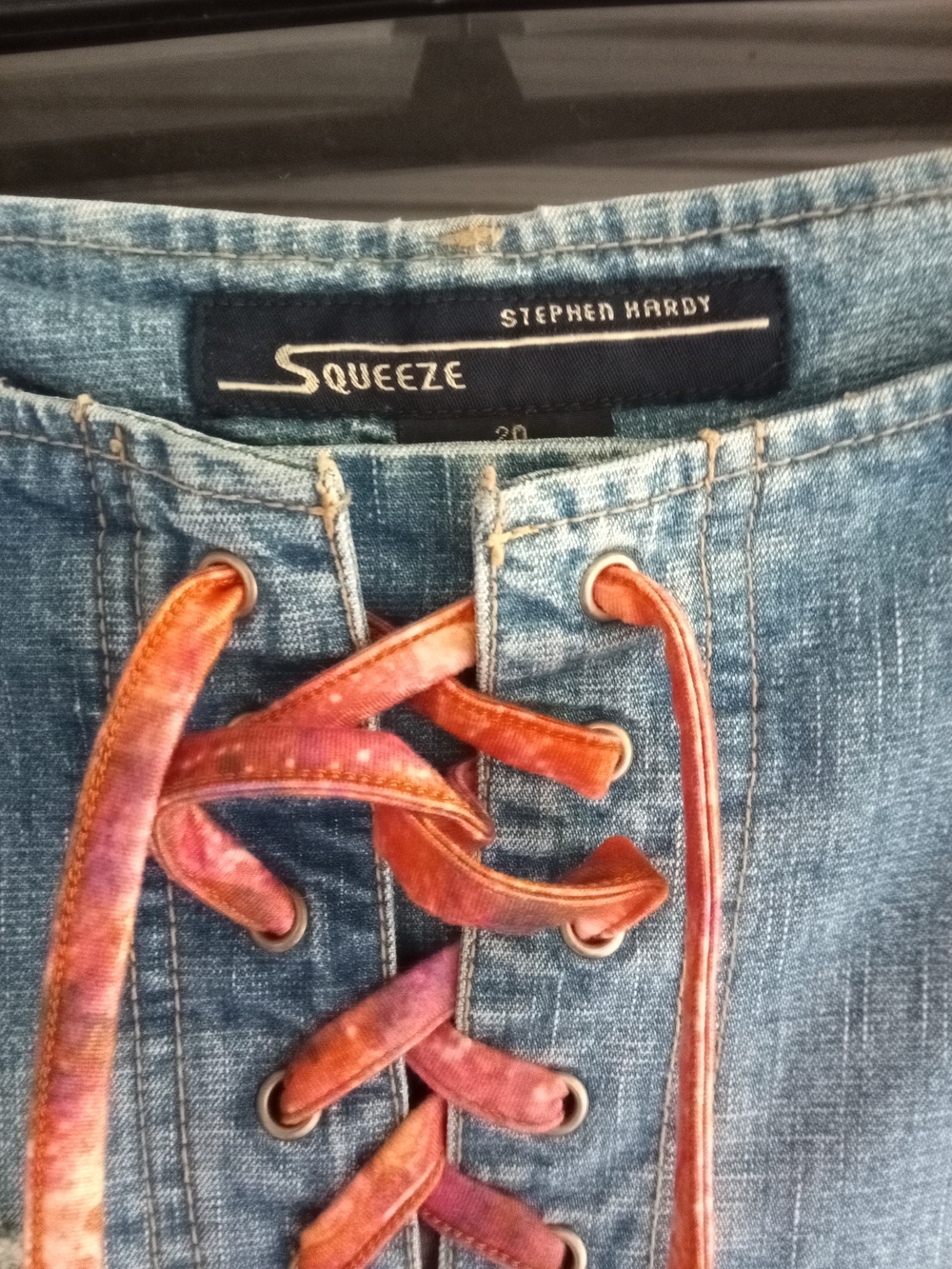 Squeeze Blue Denim Maxi Skirt with Multicolor Patchwork Accents - Picture 3 of 4